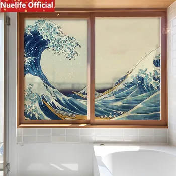 

Seaside wave electrostatic frosted glass film children's room office balcony living room bedroom sunscreen pvc privacy film