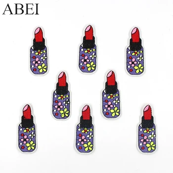 

10pcs/lot Cartoon Cute Embroidery Lipstick Appliques Diy Girl Clothes Jeans Backpack Stickers Sewing Apparel Patches Iron On