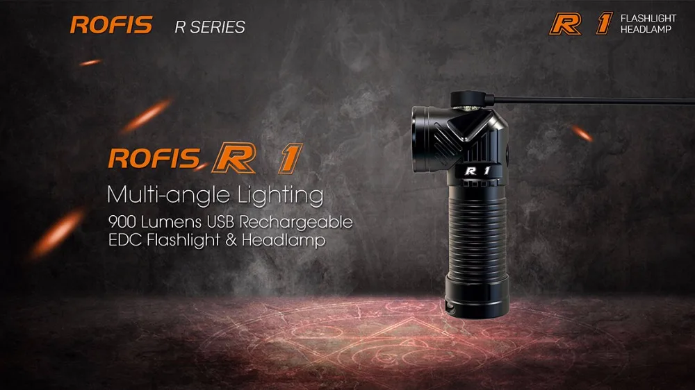 Rofis R1 светодиодный фонарик, Головной фонарь в одном, многоугольное освещение, 900 люмен, магнитный, USB, перезаряжаемый, для повседневного использования, с вращающейся головкой