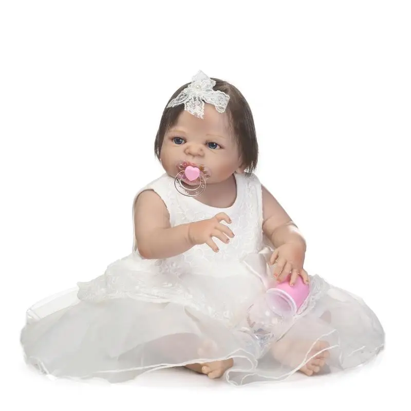 

NPK doll 55CM girl bebe Reborn Doll Handmade Full Silicone Reborn Doll Boneca In Cute Clothes Fashion Baby Dolls For Girls gift