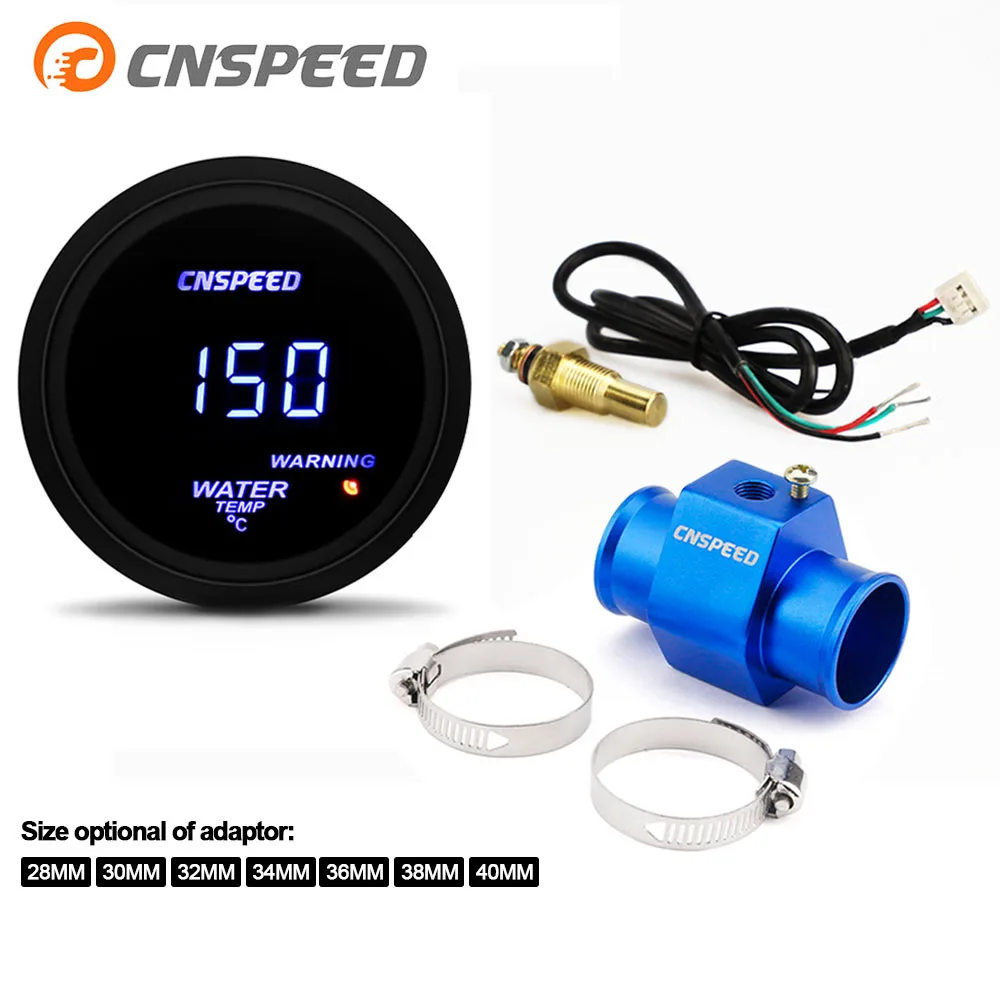 Car Auto Digital 2" 52mm Water Temp Gauge With Sensor Smoke Lens Water Temperature Meter With
