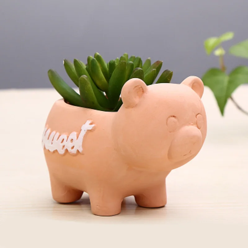 Small Flower Pot Pottery Mini Cartoon Ceramic Animal Plant Pot With Hole Planters For Succulents Home Garden Balcony Decorations