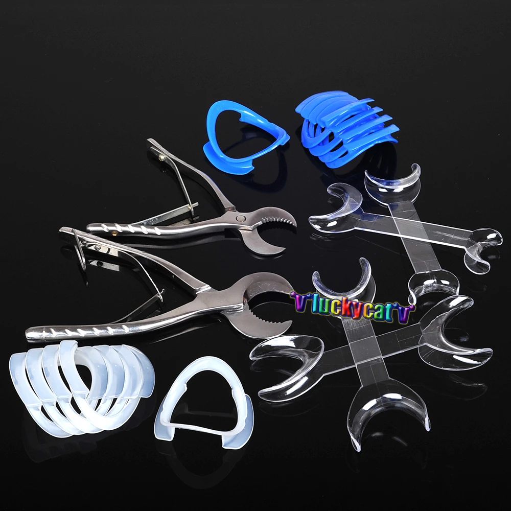 2*Dental Plaster Shears Scissor +10*Dental lab O shape Lip Cheek Mouth Opener+4* Dental Double