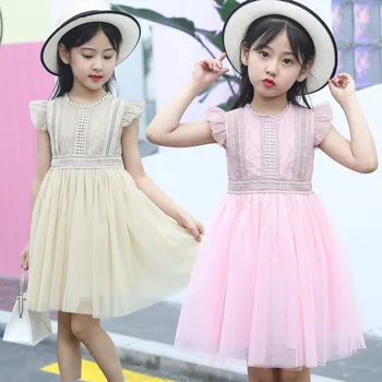 

Kids Dress for Girls Summer Sleeveless Lace Tulle Dress Toddler Girls Vintage Tutu Dresses Vestidos Baby Girl Clothing D0792