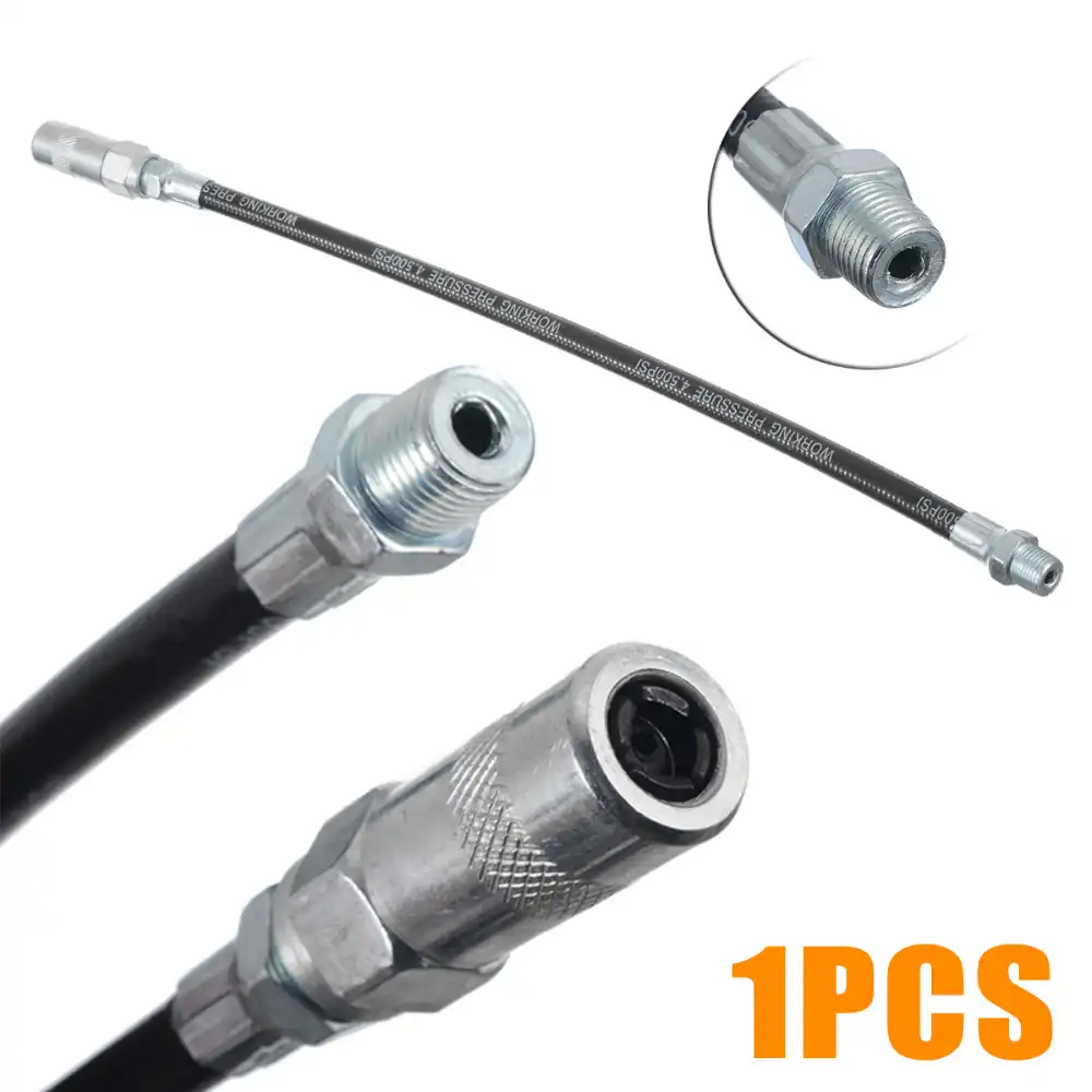 Hand Operated Whip Extension Flexible Grease Gun Hose Pipe Fitting 4500 Psi 1/8 Npt 10.5" Long
