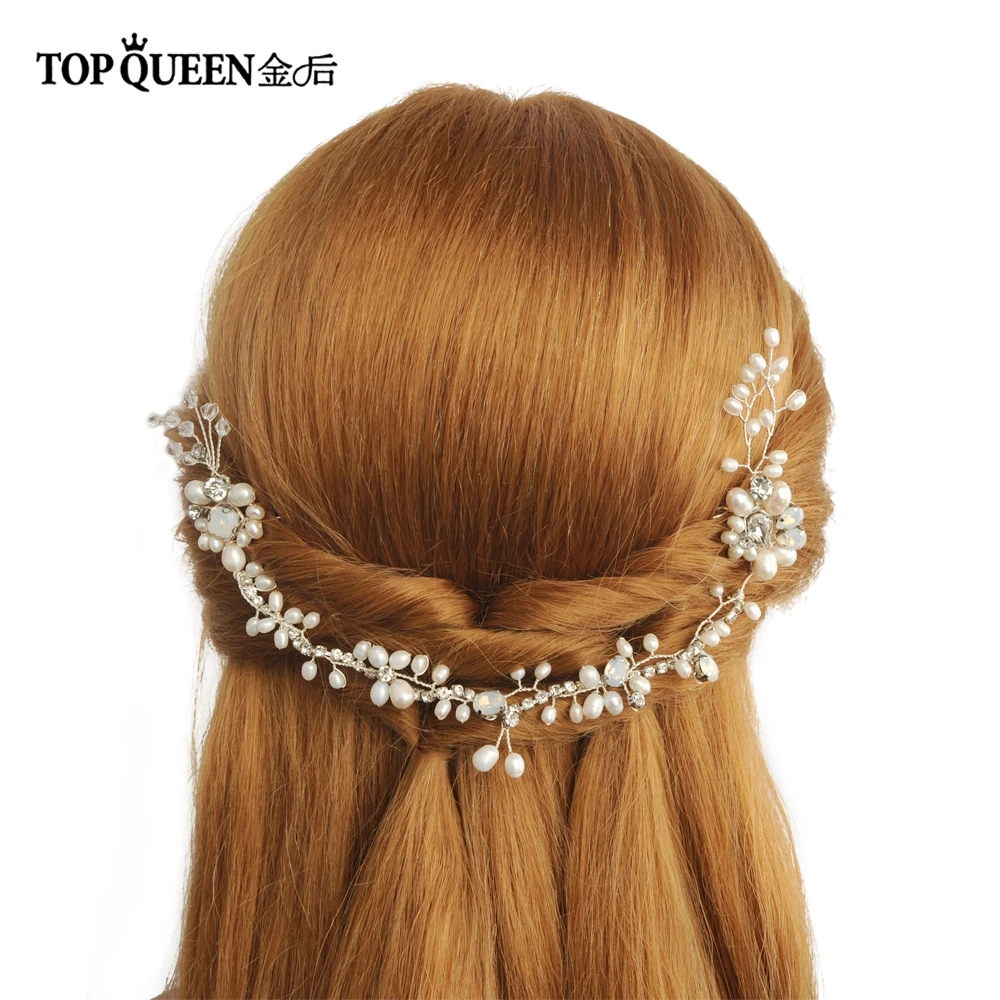 TOPQUEEN HP128 аксессуары для волос жемчуг цветок лентой Свадебные или вечерние Диадемы Корона длинная тиара двойной гребень для волос