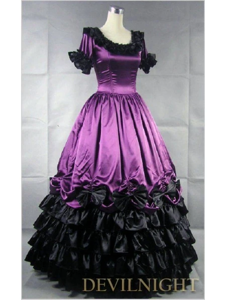 

Purple and Black Short Sleeves Gothic Masquerade Ball Gowns Victorian Dresses Coloring Pages