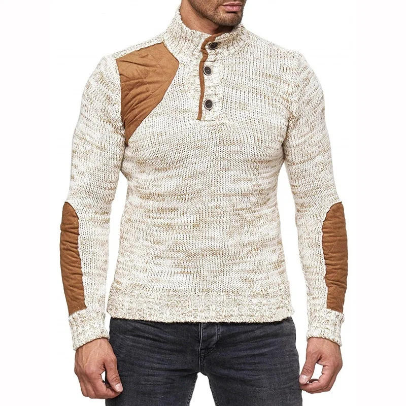 Men's Knit Sweater with Scarf Collar Slim Button Sweater Long Sleeve Hip Hop Streetwear High Quality Casual Man's Sweaters Men's Knit Sweater with Scarf Collar Slim Button Sweater Long Sleeve Hip Hop Streetwear High Quality Casual Man's Sweaters