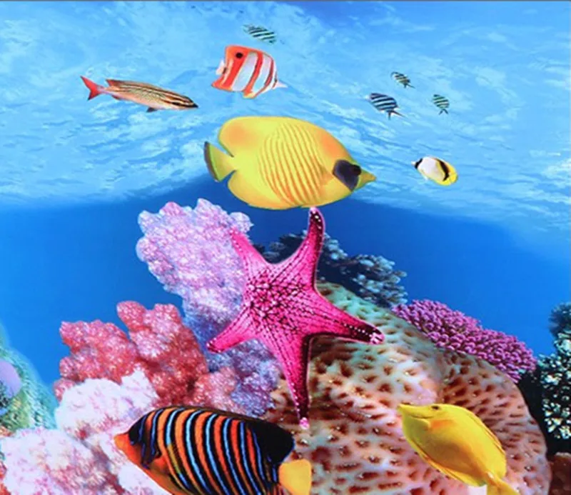 halloween fish tank decor PVC Aquarium Background Decoration Double-side Fish Tank Background Sticker Ocean Stone Fish Plant Acuario Decor Ornament Poster fish tank table stand