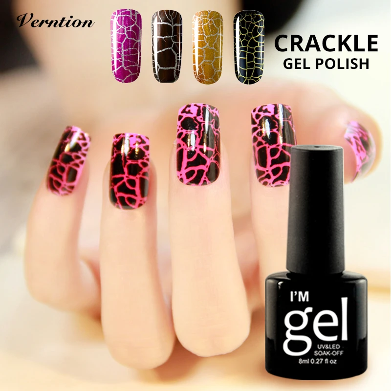 Verntion Crackle UV GEL Lacquer 8ml Crack Nail Gel Polish UV LED