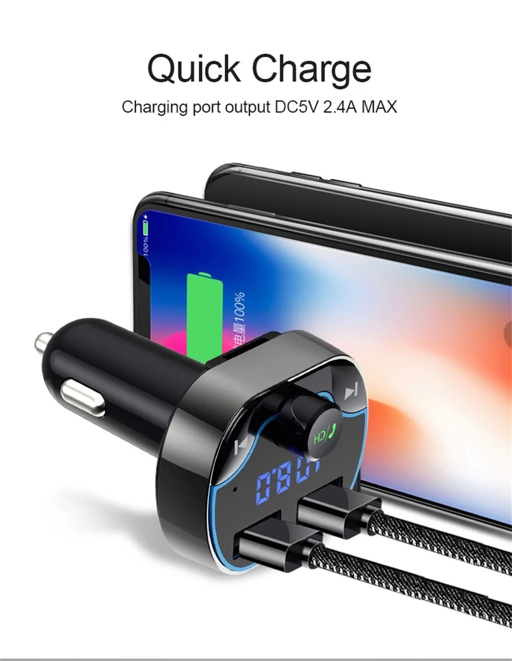 Многофункциональный двойной USB зарядное устройство беспроводной Bluetooth Handsfree Car Kit