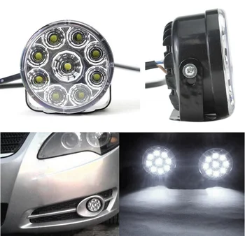 

2pcs 9 LED 12V Car Fog Light Daytime Running Lamp DRL Durable Driving Super Bright LED Bulb White Round