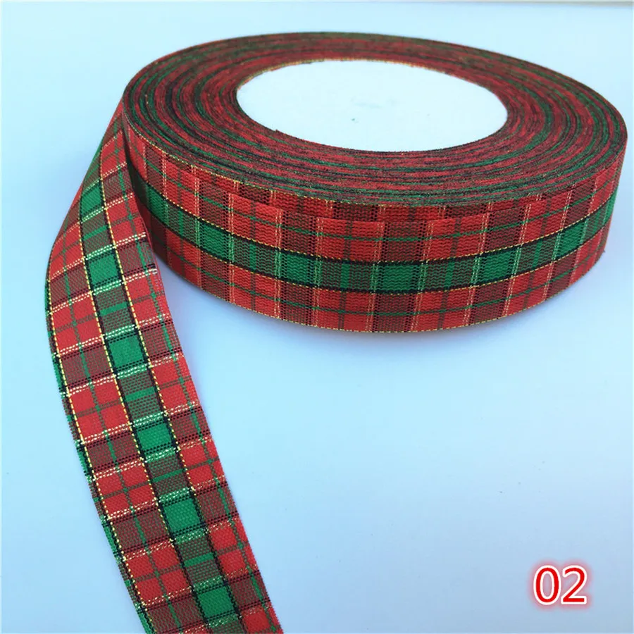 50 ярдов 25 мм красная решетка печать корсажная лента банты Рождественская вечеринка подарок декор ремесло