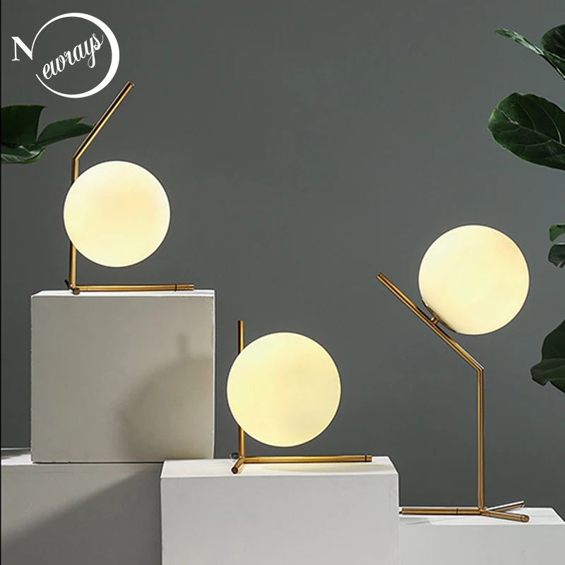 Nordic glass table lamp modern art deco desk lamp LED E27 with 3 styles for bedroom living room bookstore office shop restaurant