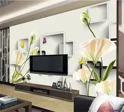3d обои фото обои на заказ росписи гостиная простые цветы лилии 3d роспись диван ТВ фон обои для стен 3d