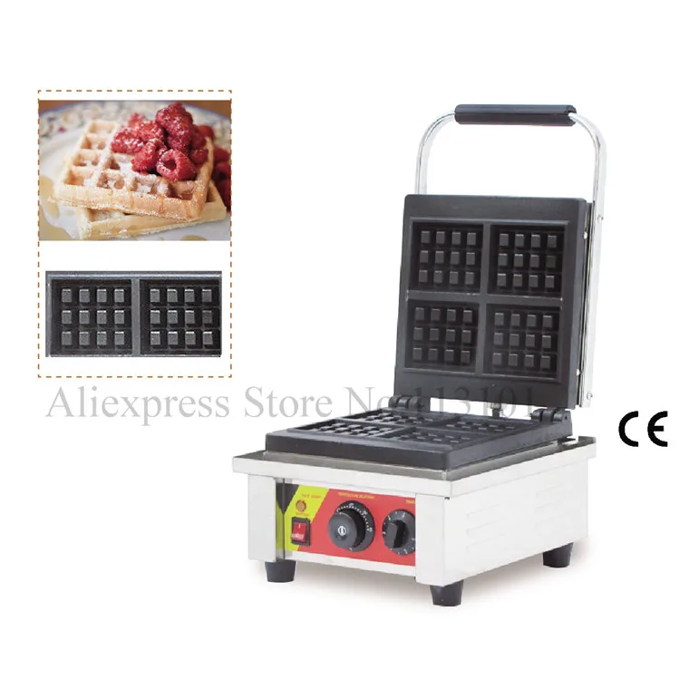 Rectangle waffle baker commercial square waffle machine stainless steel square-shaped with FOUR pcs moulds