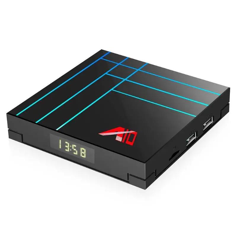 

A10 Android 9.0 TV Box 4GB+64GB Quad Core 4K HDMI 3D 2.4G/5G WIFI Set Top Box Supporting Media Format Avi Ts Vob Mkv Mov ISO