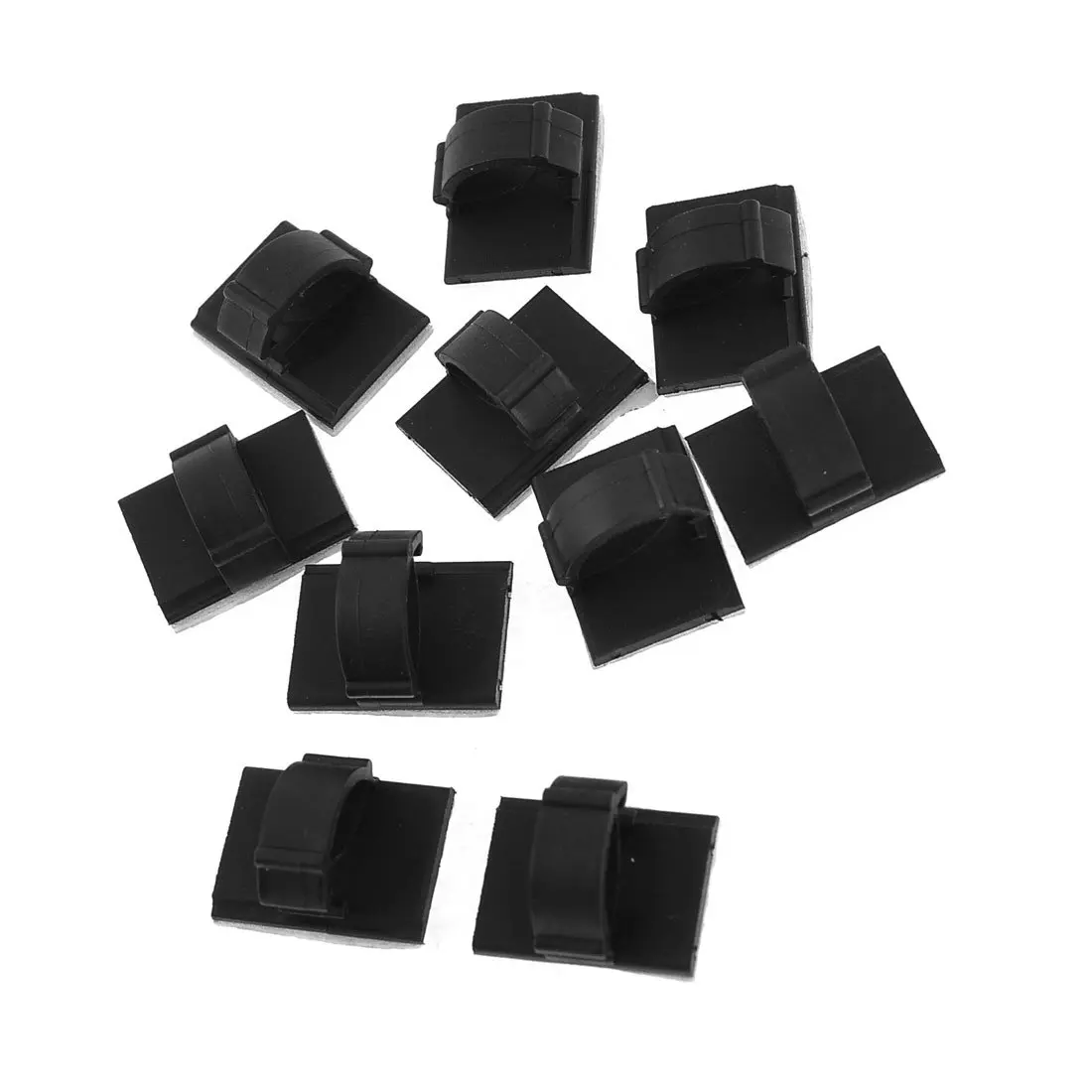 

10 Pcs Rectangle Self-adhesive 10mm Cable Tie Mount Clips Black
