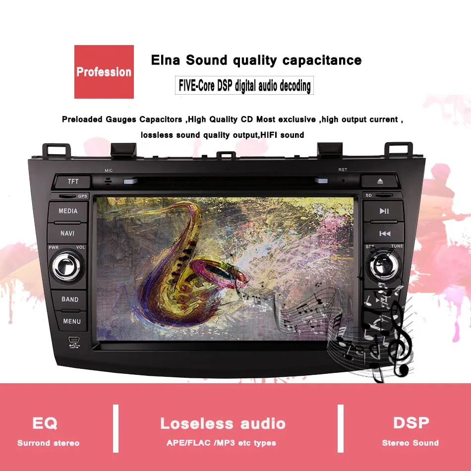 Excellent 2din car radio Android 9.0 Octa core for mazda 3 HD 1024*600 8 inch DVD player 2009 2010 - 2012 with HD 3/4G bluetooth Head unit 4