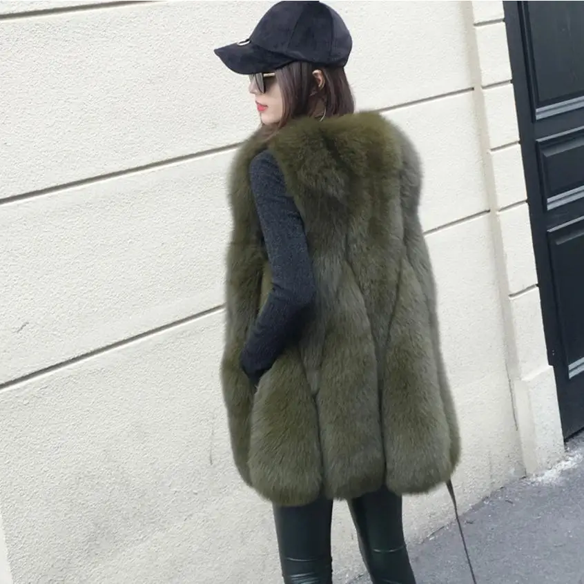 

New Arrival Winter Warm Fashion Women Faux Fur Vest Faux Fur Coat Fox Fur Vest Colete Feminino Plus size S-4XL PC272