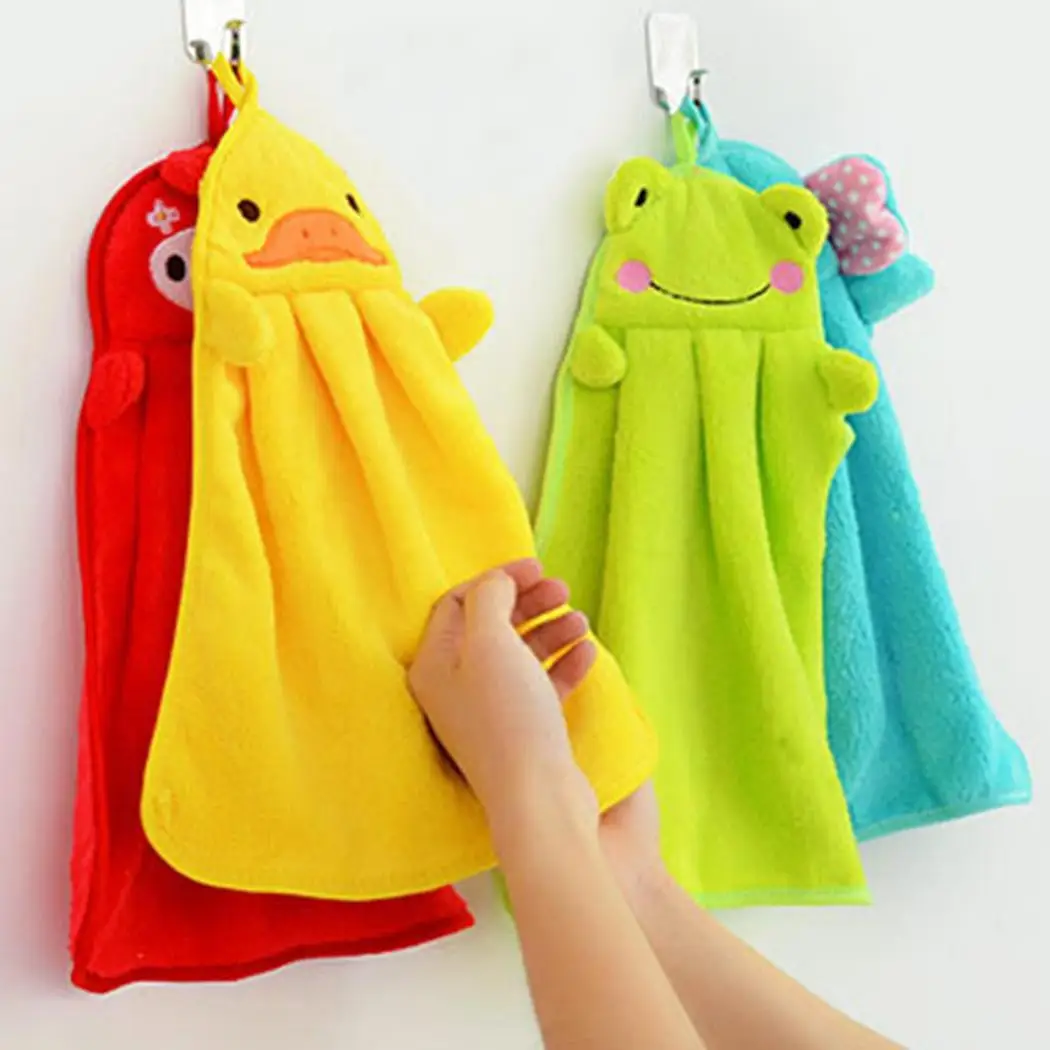 

Cute Hand Duck Green Cartoon Towel Yellow Hanging Fleece Towel Pink Rabbit Kitchen Frog Dish Coral Modern Soft towel