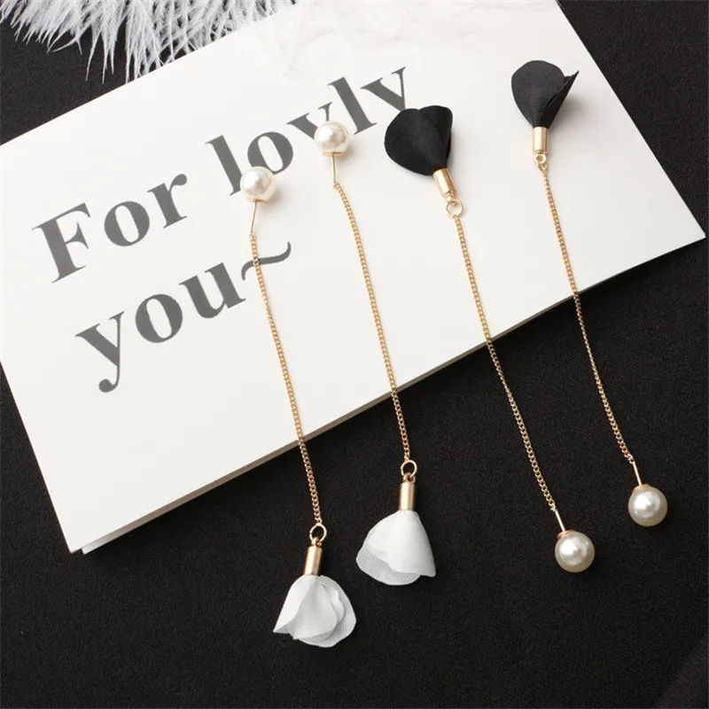 

2018New Popular pearl flower stud earrings tassel pendant long temperament earrings Jewelry for women Free Shipping