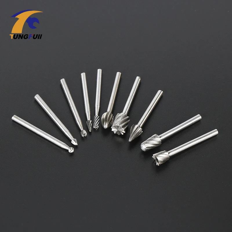 Фрезерные фрезы TUNGFULL 10 шт./лот HSS вращающиеся инструменты подходит для Dremel