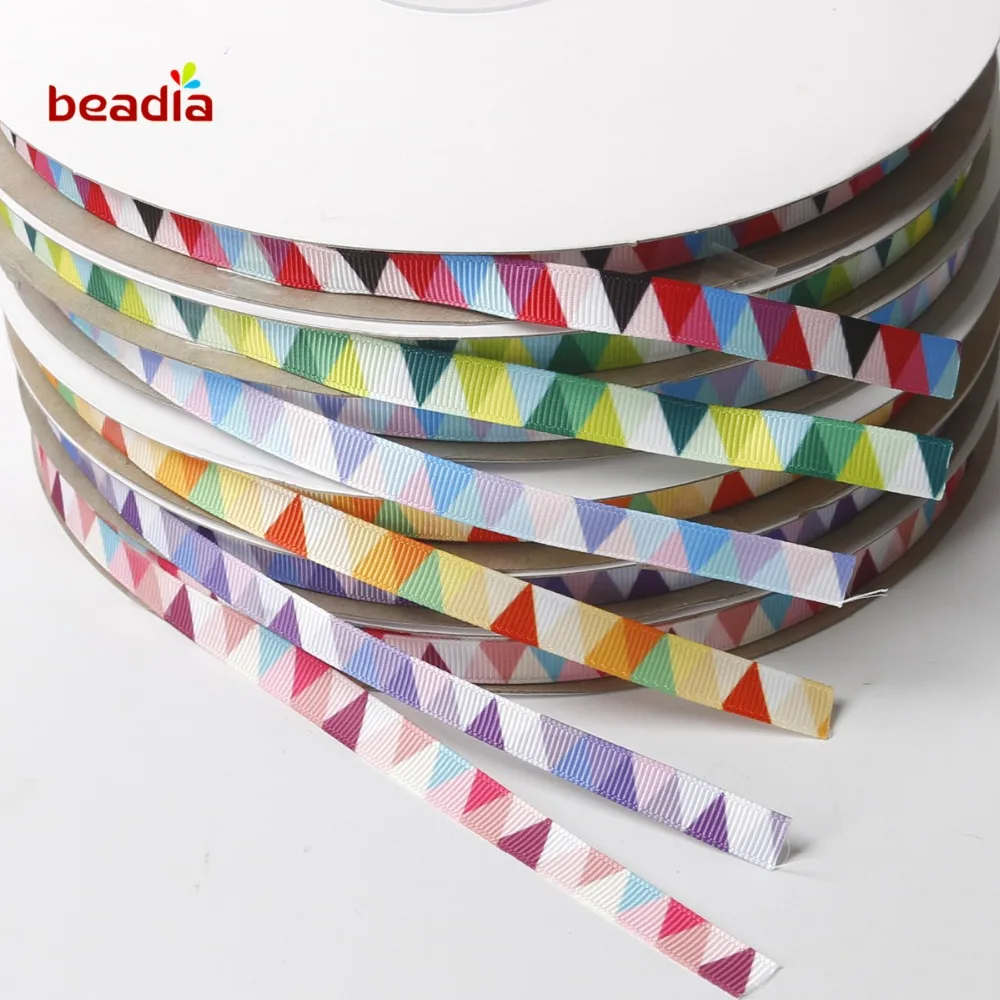 10 мм ширина разные цвета на выбор геометрический узор Grosgrain лента упаковка DIY лук