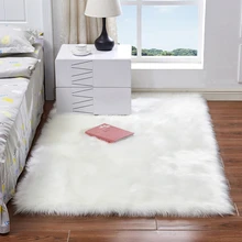 Белый ворсистый шерстяной ковер из искусственной овчины для гостиной, спальни, чехлы на стулья, теплые прикроватные коврики, длинные пушистые меховые коврики