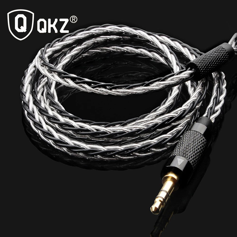 Обновленный кабель для наушников QKZ 0 75 мм 8 ядер посеребренный 3 5 дюйма улучшенный
