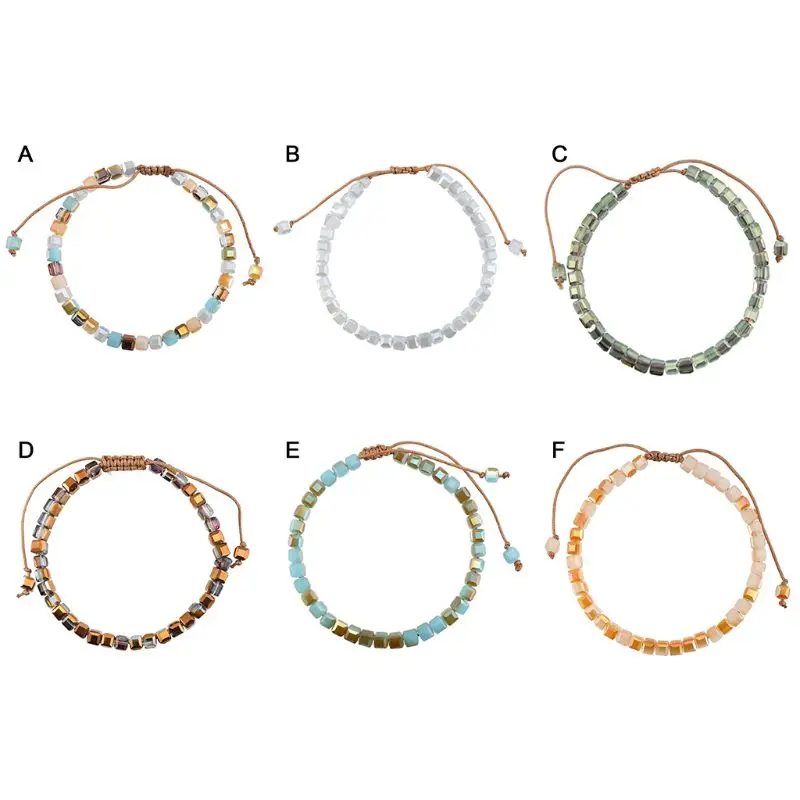 

1 Pc Popular Women Simple Bracelet Ethnic Style Hand-Woven Crystal Bracelets Jewelry Holiday Gifts New