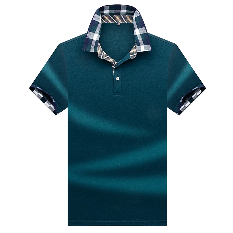 Высокое качество Топы И Футболки мужские рубашки поло деловые мужские бренды рубашек-поло рубашки 3D вышивка отложной воротник мужские s рубашки поло 9007 - Цвет: 9007 green