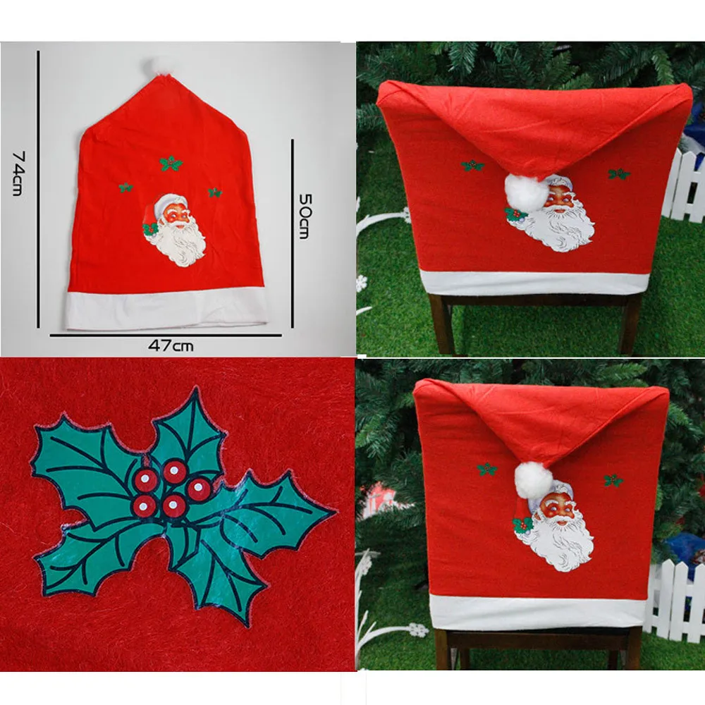 Christmas hat 4pcNon woven Santa Hat Chair Covers Christmas Decor