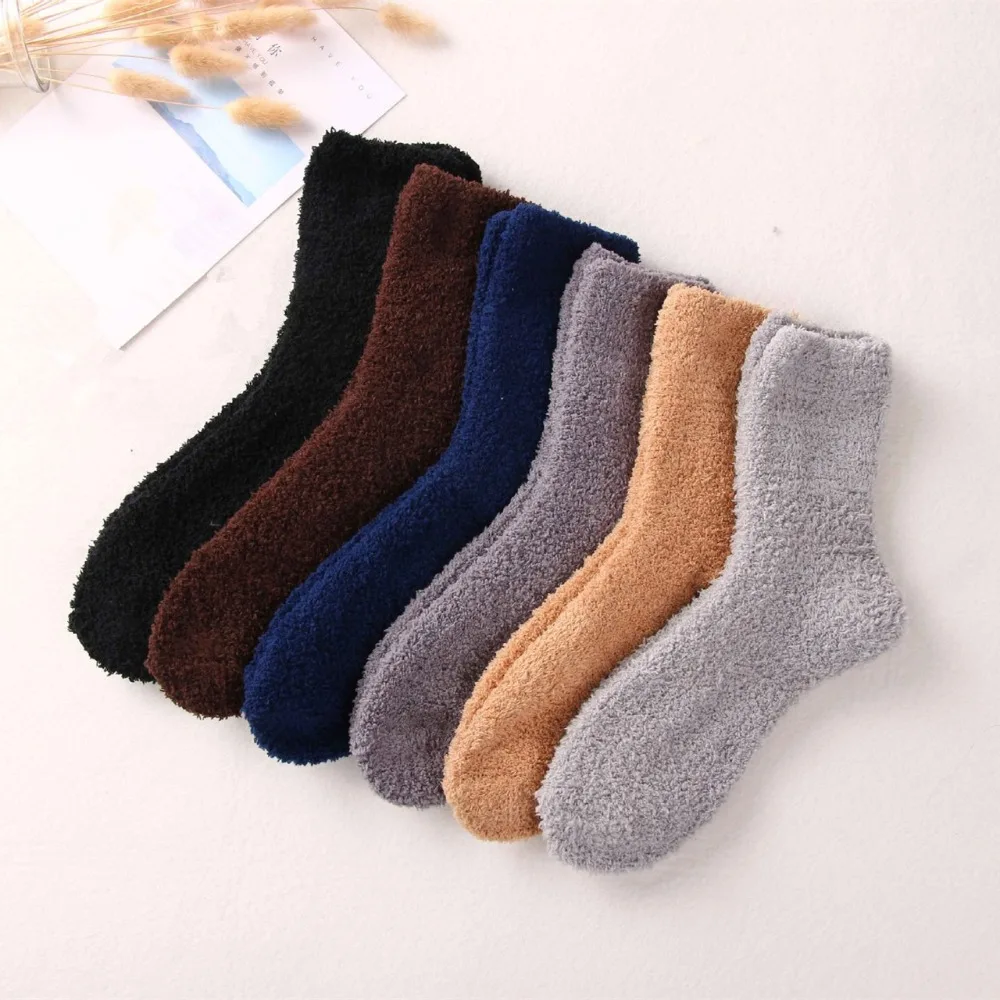 

New Sale Women Cozy Socks Thicken Sock Winter Warm Coral Fleece Fluffy Solid Color Sleep Female Bed Socks Calcetines