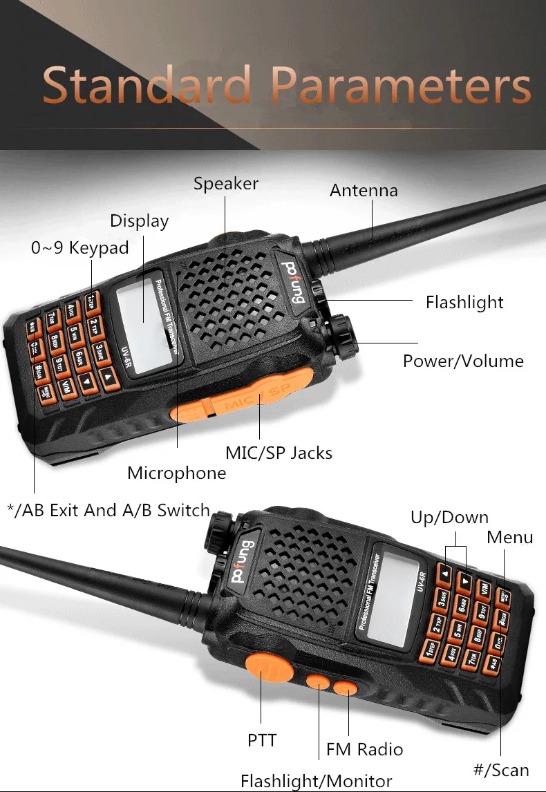 Baofeng UV-6R двухканальные рации Ham УКВ радио станции трансивер Boafeng двухдиапазонный сканер Woki токи Handy Walk Talk PTT