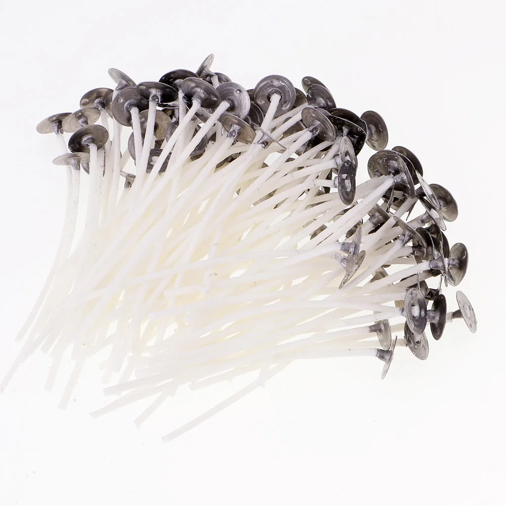 200x Pre Waxed Pre Tabbed Natural Candle Wick Low Smoke Cotton Core For Wedding Party Scented Candle Making 8/10/12/14cm