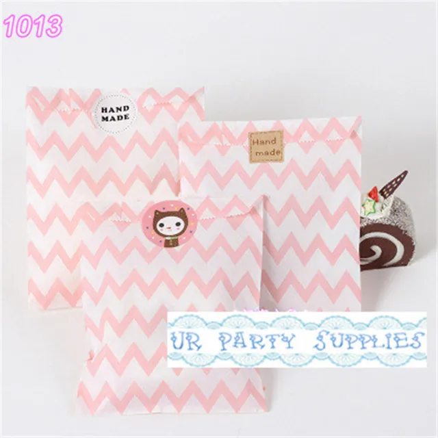 300pcs Party Favor Bags Pink Chevron SMALL Lunch Sack Bags Wedding