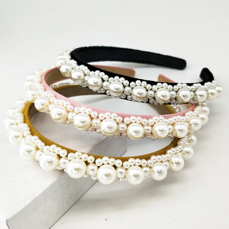 Повязка на голову, аксессуары для волос с жемчугом, 3 цвета, обруч для волос, ободок принцессы, головной убор для волос для девочек 4-18 лет