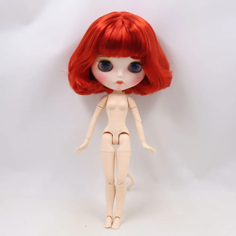 Кукла Blyth 1/6 bjd белая кожа тела милые красные короткие вьющиеся волосы матовый лицо с бровями блеск для губ ледяной sd игрушка
