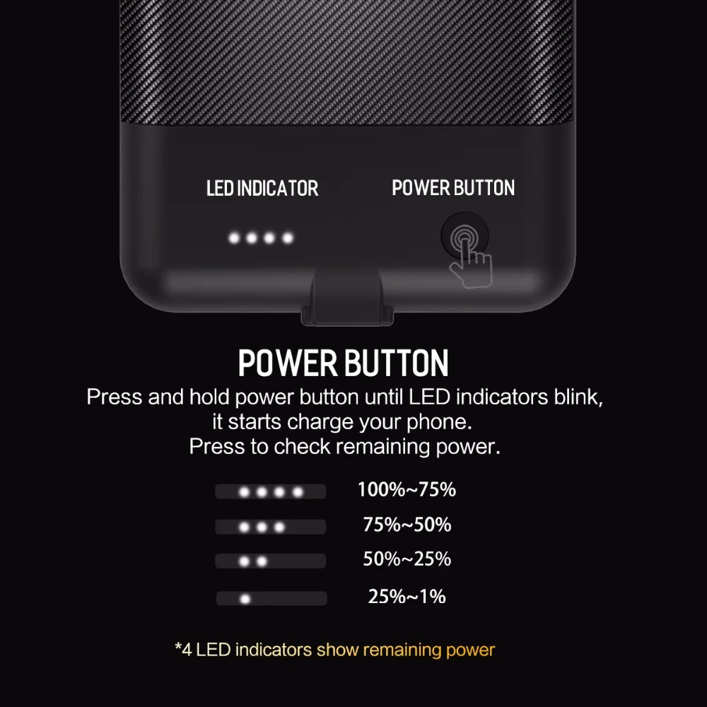 ROCK Battery Case For iPhone 7 6 6S X Power Bank Charing Case For iPhone X 6000 mAh Battery Charger Back Case Cover