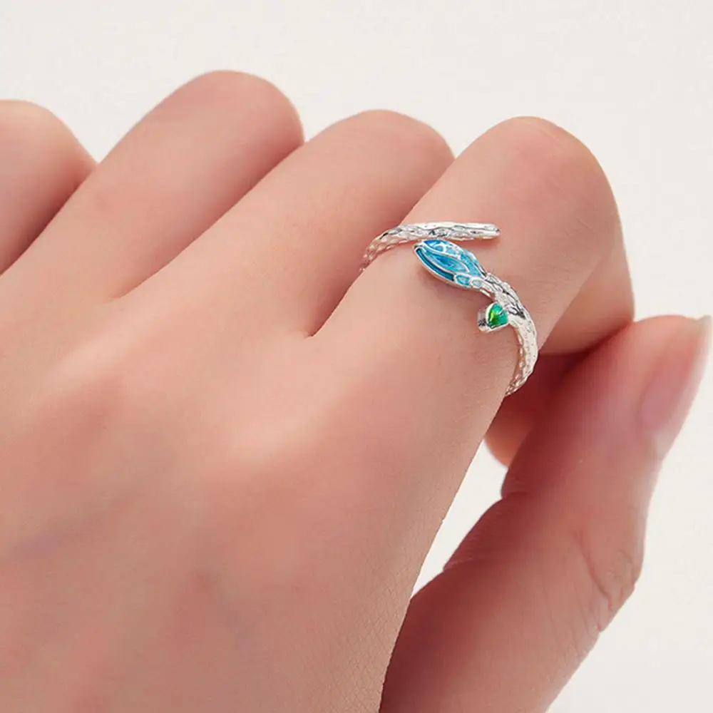 

CHENGXUN Fantasy Branch Open Adjustable Ring Blue Leaves Unique Design Rings for Women Girls Party Jewelry for All Age Rings