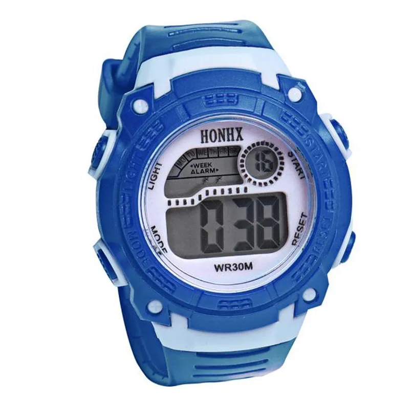 Светящиеся водонепроницаемые детские часы для мальчиков и девочек, цифровые спортивные часы, студенческие пластиковые детские повседневные часы с датой, 6 цветов#4M02# FN - Цвет: Синий