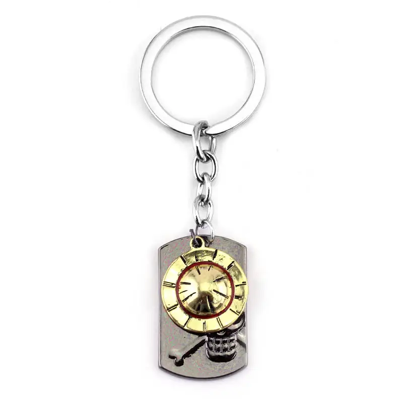 

Japanese Anime One Piece Luffy Straw Hat Skull Double Pendants Keychain Key Ring porte clef keychain car