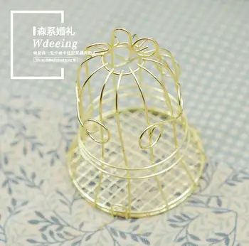 

100pcs Unique Simple Golden Metal Bird Cage Birdcage Box Candy Boxes Wedding Events Christmas Valentine 's Gift Favor SN1483