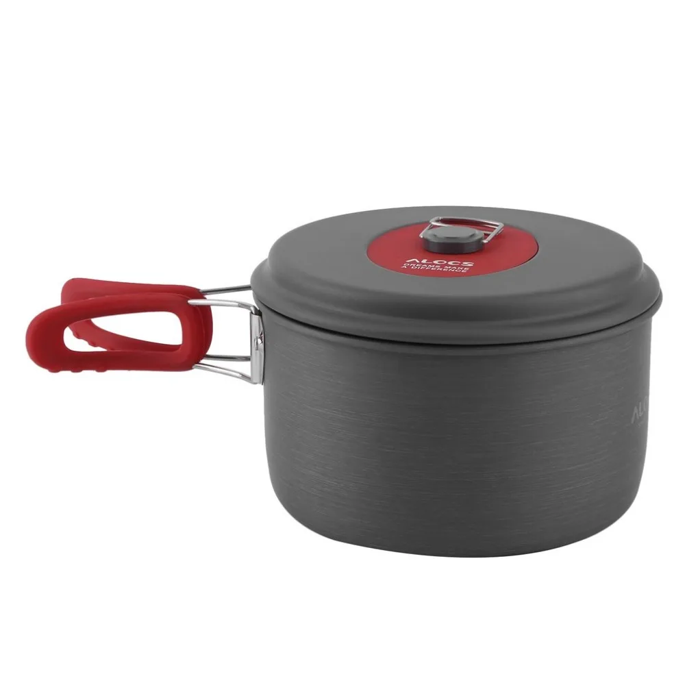 Alocs antiadherente de aluminio, juego de utensilios de cocina para Camping, cocina ultraligera, hervidor de agua para 2-3 personas, freidores para acampar