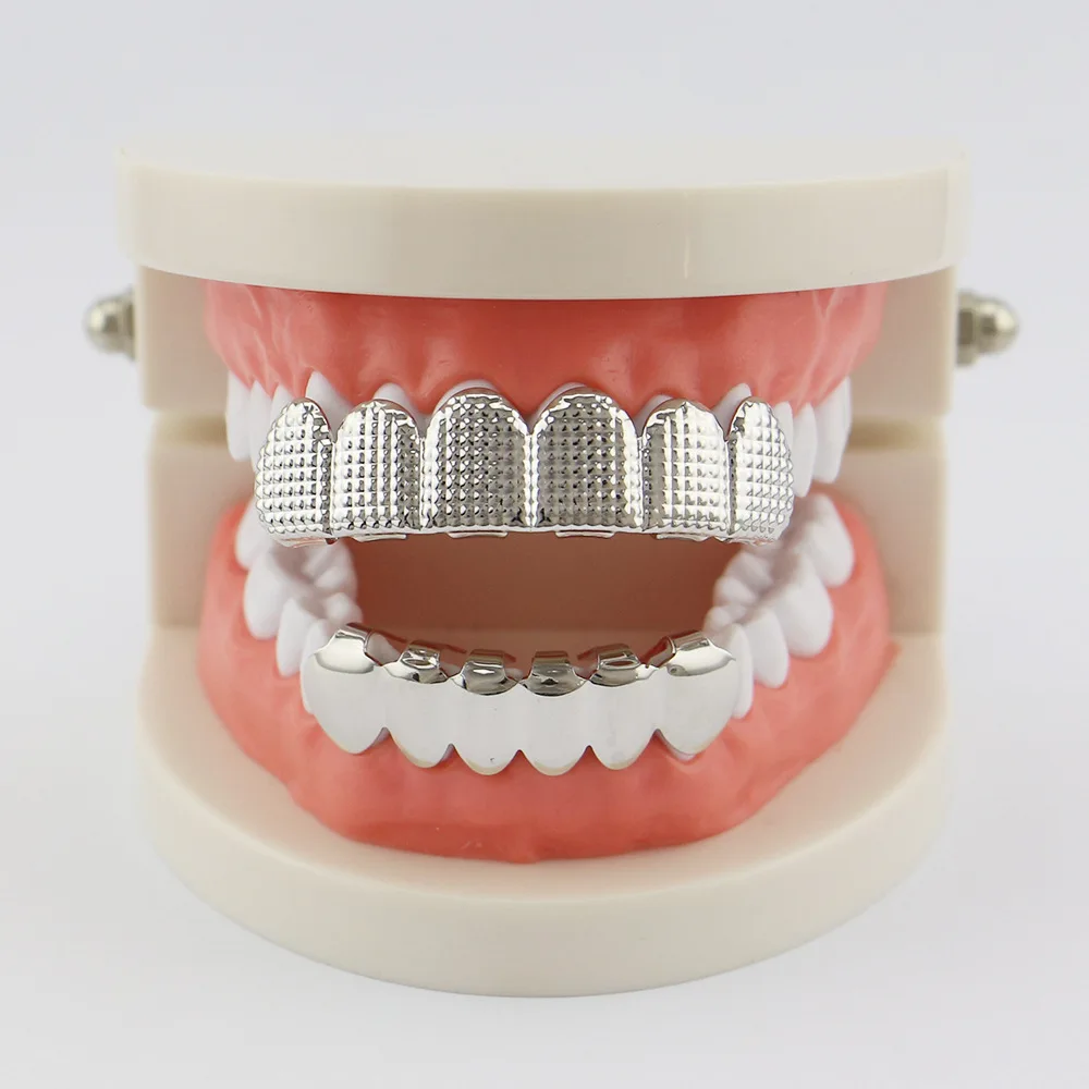 Factory Bottom Price Hip Hop Cap Copper Gold Color Teeth Grillz Set Custom Men's Hip-hop teeth grillz body jewelry For Halloween (8)