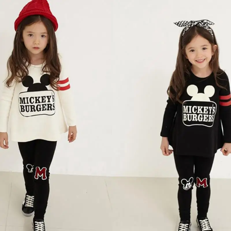 

2019 Limited Hot Sale Girls Clothing Sets Children Cotton Sport Suit Kids Mickey Minnie Cartoon T-shirt And Pants Set Baby 2-8y