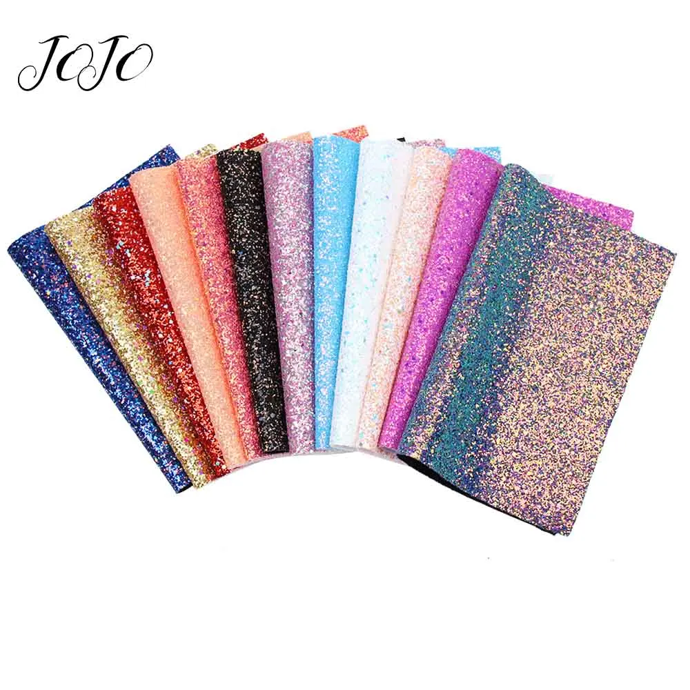 

JOJO BOWS 22*30cm Sparkly Chunky Glitter Fabric Solid Elastic Sheet For Craft Clothing Sewing Material DIY Hair Bow Party Decor