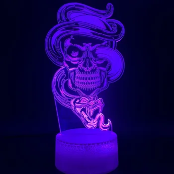 

3d Optical Led Night Light Skull and Snake for Club Office Home Room Decorative Nightlight Cool Holiday Festival Gift Desk Lamp