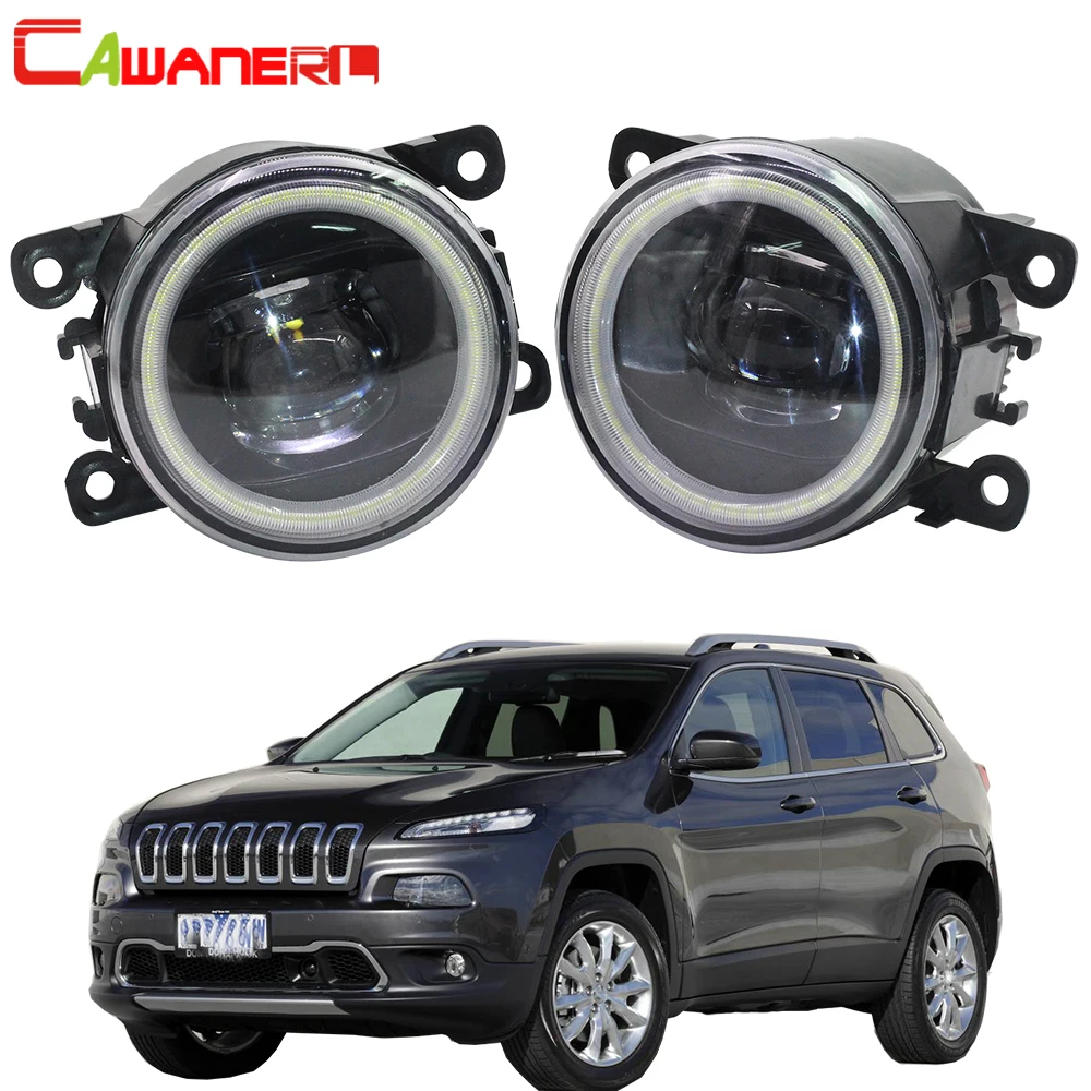  Cawanerl For Jeep Cherokee KL 2014 2015 2016 Car H11 LED Lamp Fog Light Assembly 4000LM Angel Eye D - 32999407656